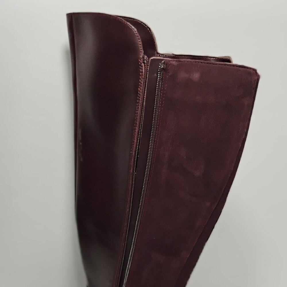 NWT Marc Fisher Womens 5M Suede Riding Boots Size 5M WIDE CALF Burgundy Zip - Picture 9 of 15